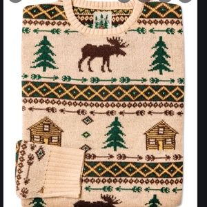 ( RARE )Kiel Patrick James Cozy Cabin Moose Sweater